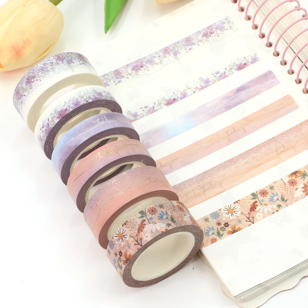 NEW 1PC 15mm*10m 10mm*10m Foil Valentine Heart Today Floral  Washi Tapes Scrapbooking Office Supplies washi tape stickers