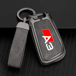 Zinc Alloy Leather Car Key Case Cover with Custom Logo and Keychain Bag (Grey Grey Set)