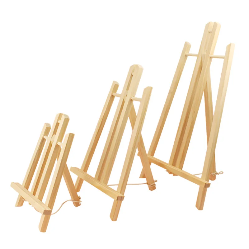 Oil Painting Stand Flat Stand Wooden Tripod Trapezoidal Easel Art Painting Display Stand Folding Sketch Small Easel for Children - 2