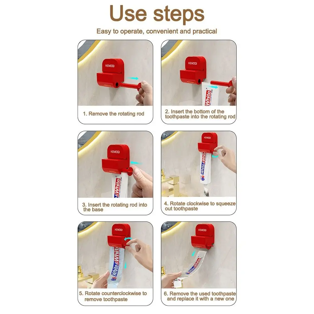 Storage Rack Clip Toothpaste Squeezer Manual Bathroom Accessories Toothpaste Holder Punch-free Suction Cup Cleanser Squeezer 4
