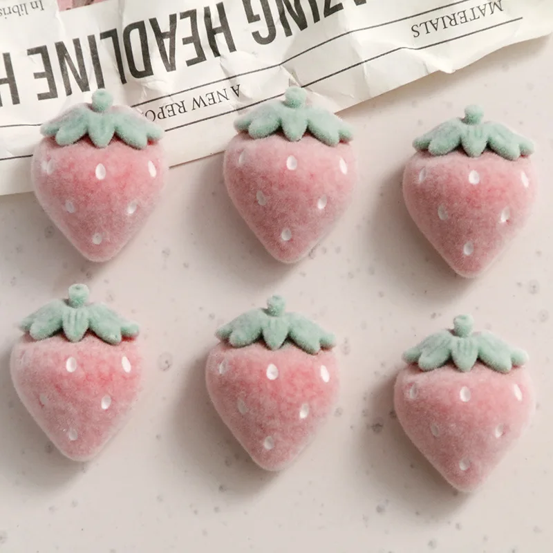 

Фурнитура для украшений «сделай сам», 40 шт., 24*18 мм, милые розовые бархатные шерстяные Кабошоны с фруктами и клубничками из каучука, Аксессуары для украшений, патчи, наклейки