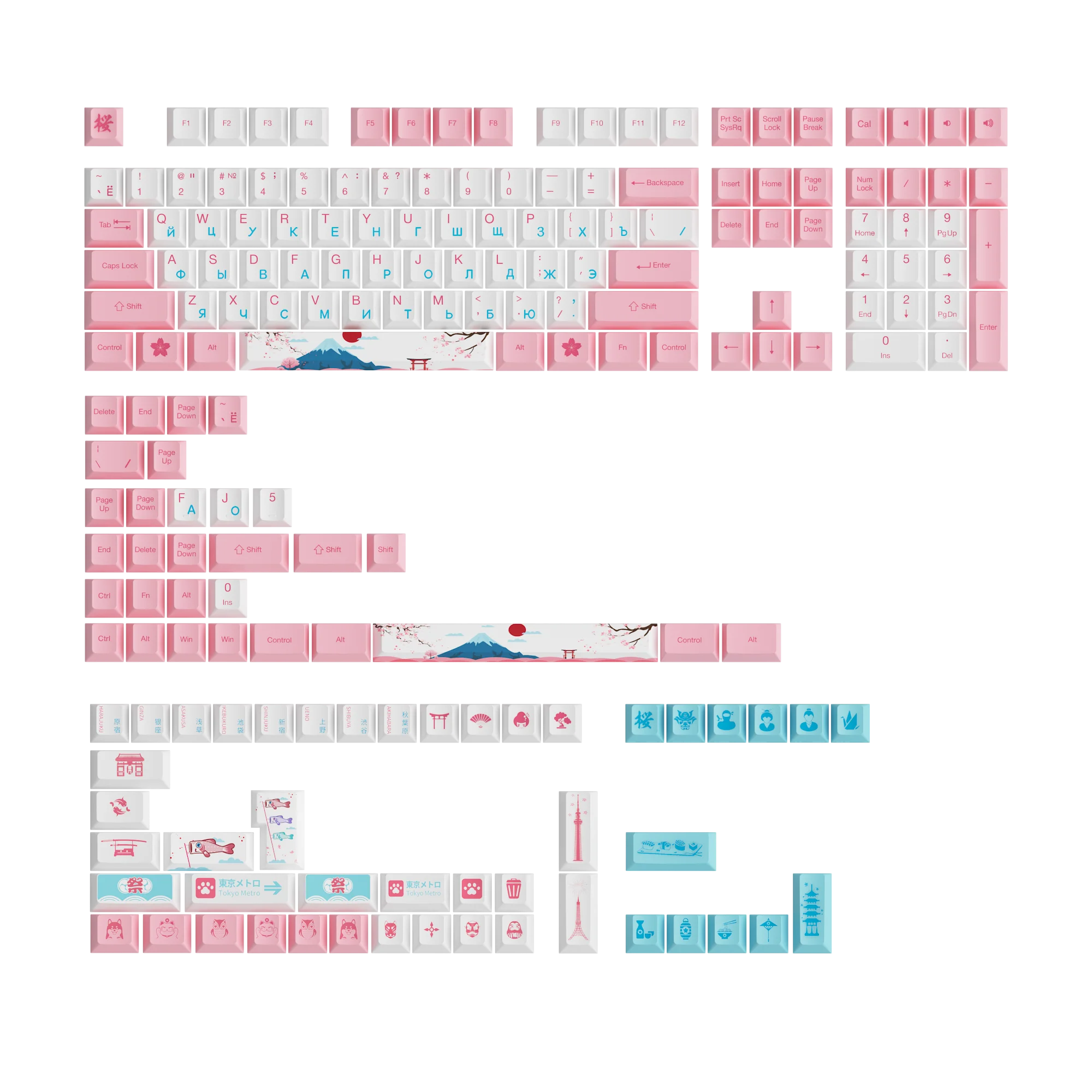 

AKKO World Tour Tokyo R2 Multi-Language SE 185-Key Cherry Profile Keycap Set PBT Dye-Sublimation Full Keycaps Set