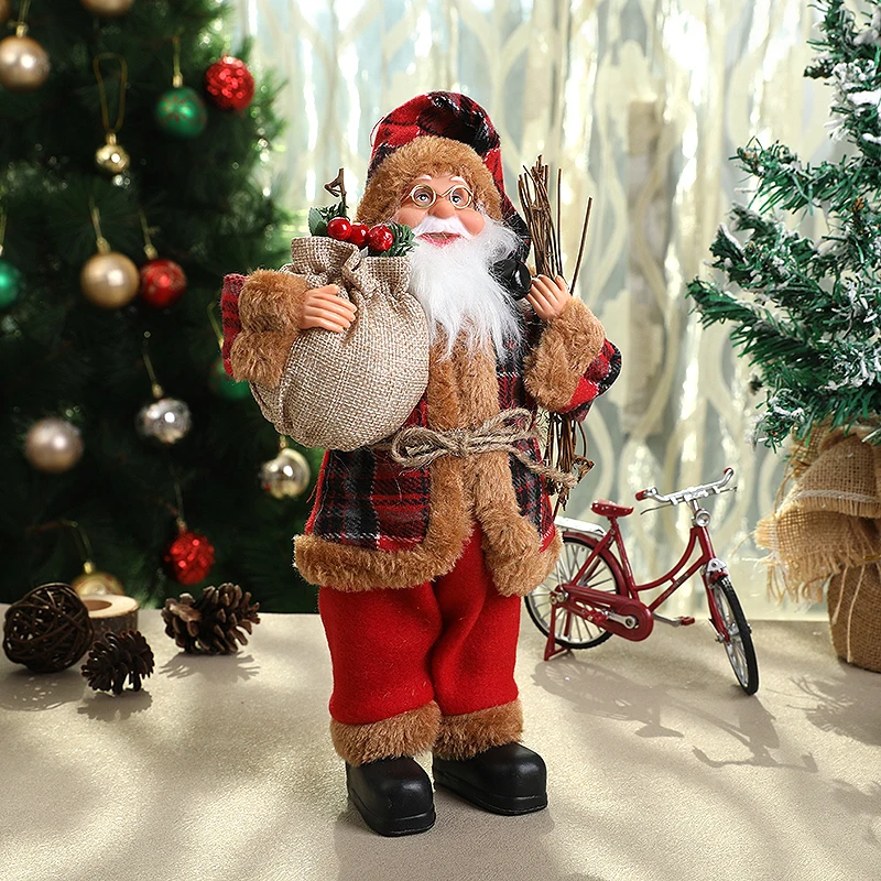 Standing Santa Claus Doll Christmas Figurine Statue Kids New Year Xmas Gift Home Decoration Ornaments Birthday Party Supplies