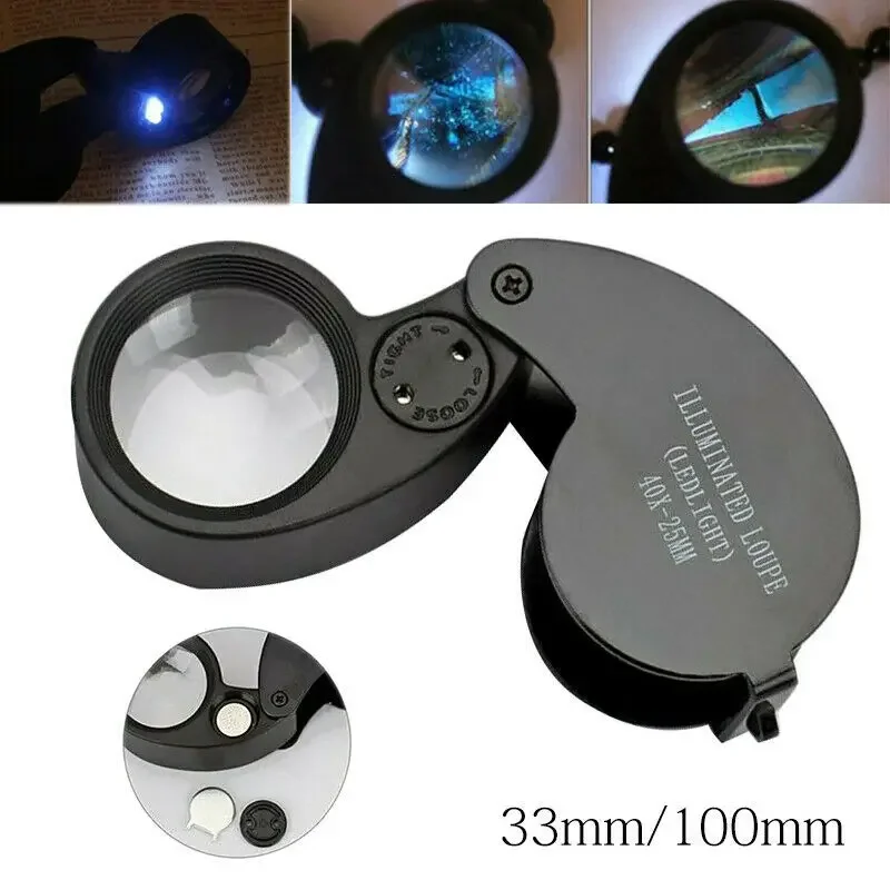 40X-25mm LED Illuminated Jewelers Loupe Magnifier With Light