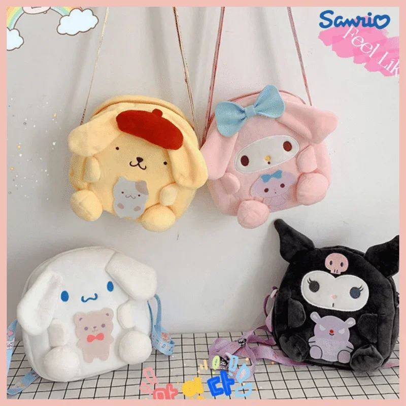

Лидер продаж, милый рюкзак Sanrio Kuromi Cinnamoroll Pompompurin My Melody, милые плюшевые игрушки, женская сумка для девочек, рождественские подарки на день рождения