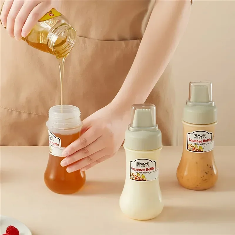 350ml 5 Holes Condiment Squeeze Bottle Kitchen Ketchup Mustard Bottle Clear Mayonnaise Honey Dispenser Sauce Storage Container