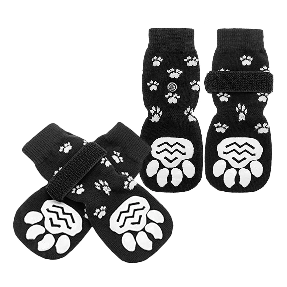 

2 Pairs Anti-slip Dog Socks Washable Paw Footwear Pure Cotton Reusable Protectors Wear-resistant Paws