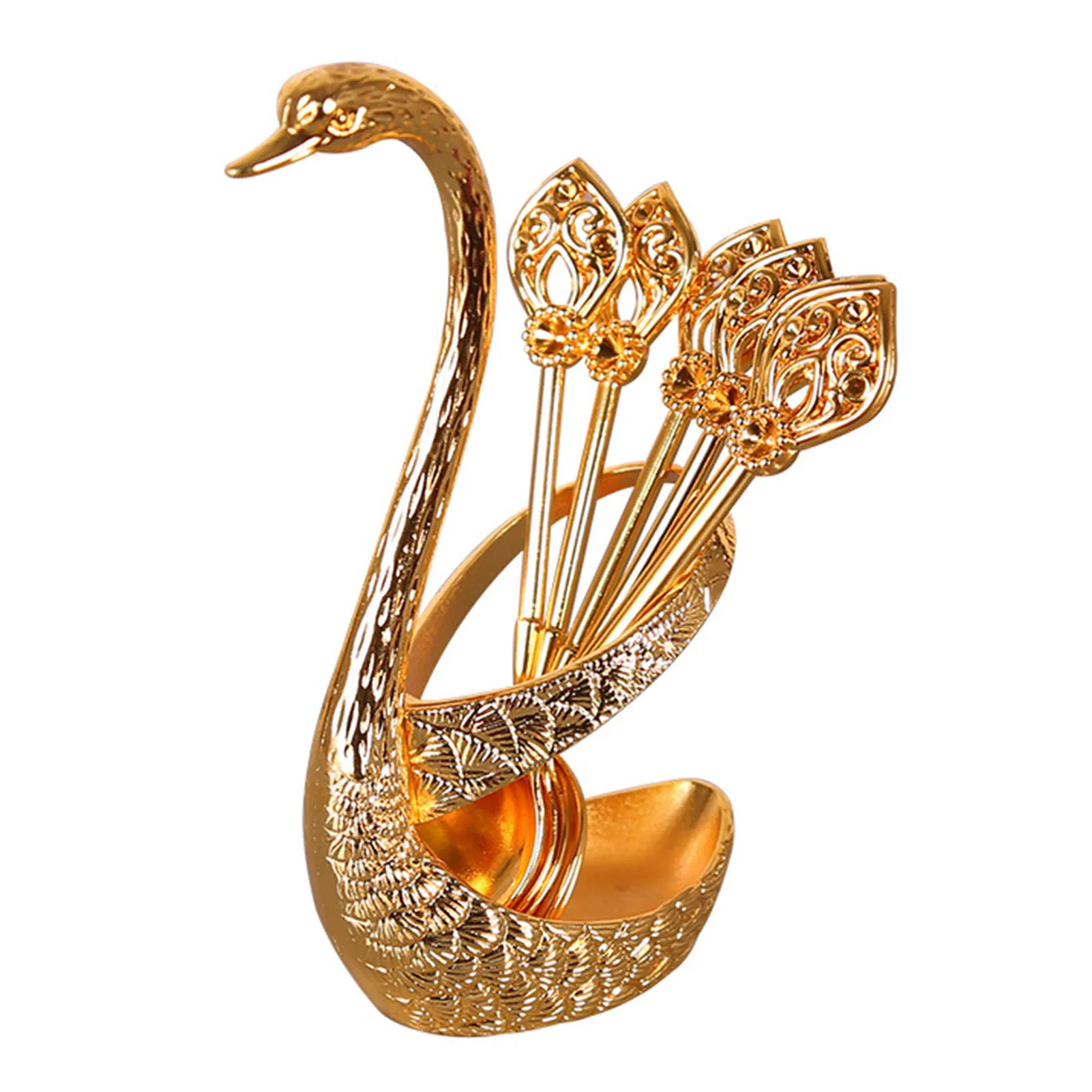 

Dessert Spoon with Swan Holder Serving Bar Dessert Spoon Tableware Ornaments for Home Kitchen