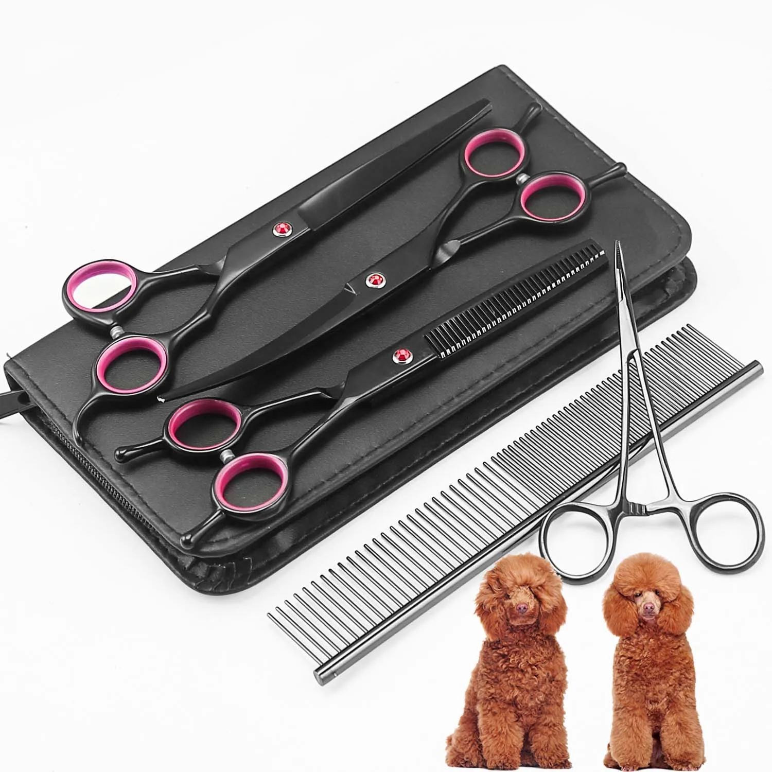 Pet Grooming Scissors Dog Hair Tool Set Professional Trimming Scissors Bent Teddy Haircutting Pet Supplies