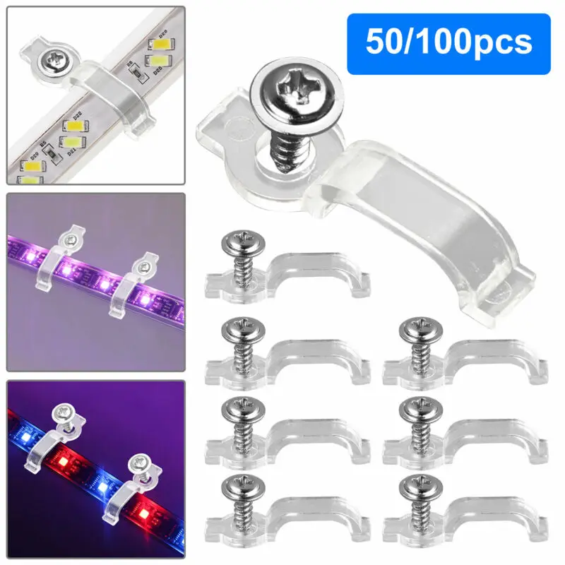 

Fixator LED Strip Fixing Clips Light Holder & Fixing Screws Mounted Clip For 5050 LED Strip Light Bar Cable Clamps Set