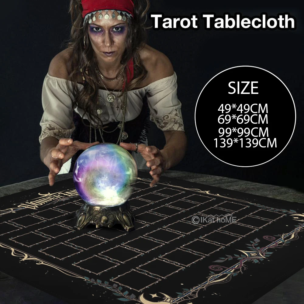 Lenormand Cards Oracle Deck Table Cloth Tarot Tablecloth Rana Divination Witchcraft Astrology Supplies 40 lattice 100CM Black