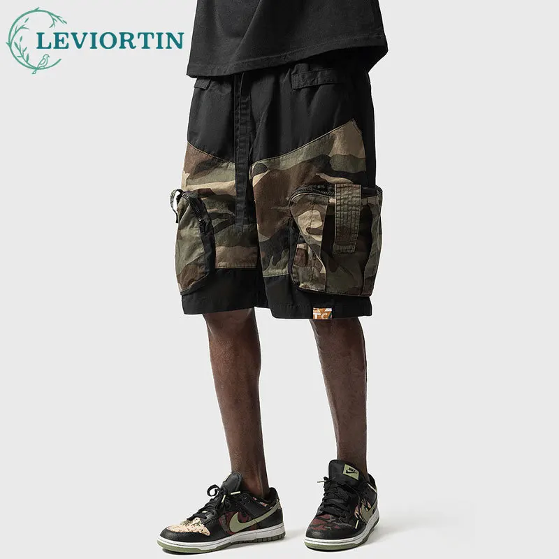 Pure Cotton Cargo Camouflage Shorts for Men Summer Outdoor Multi Pocket Stretch Cargo Training Camping Climbing Short Pants