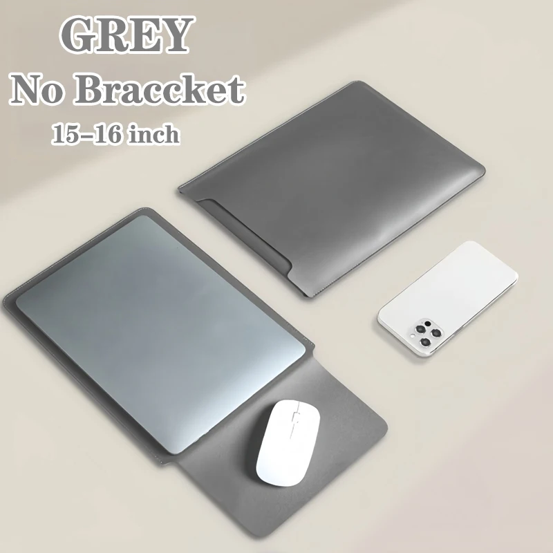 Versatile Waterproof Leather Laptop Sleeve with Built-in Stand