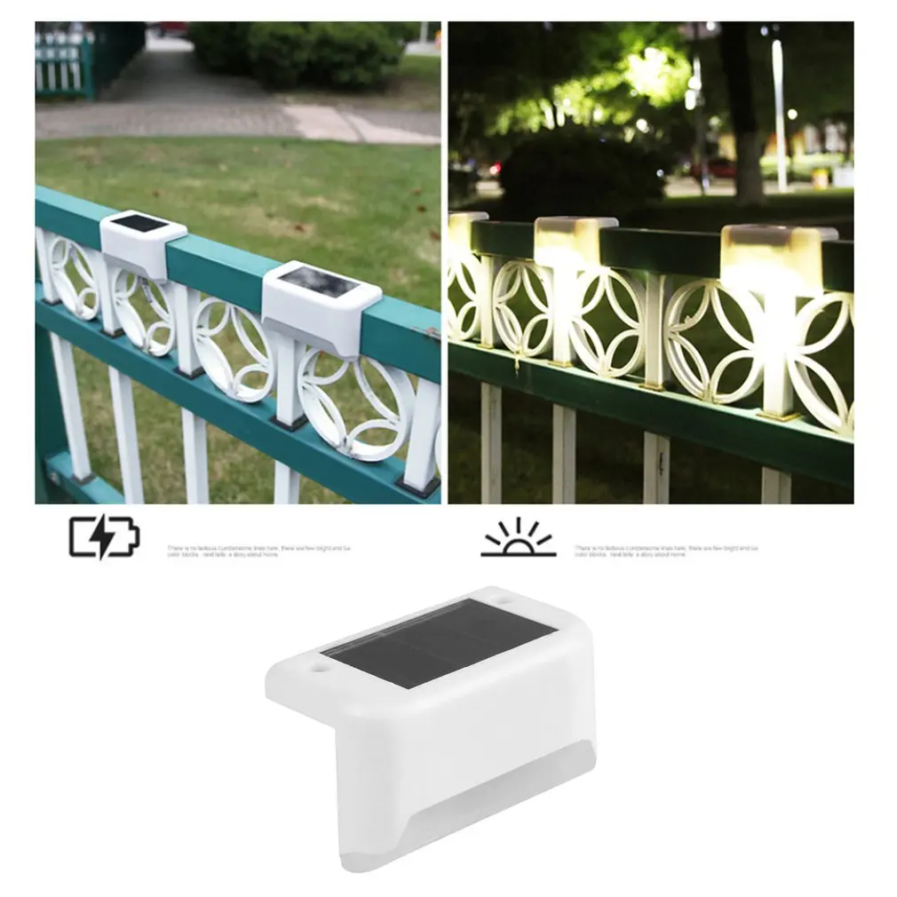 

4pcs LED Solar Stair Lamp IP65 Waterproof Outdoor Garden Pathway Yard Patio Stairs Steps Fence Lamps Solar Night Light Home Deco