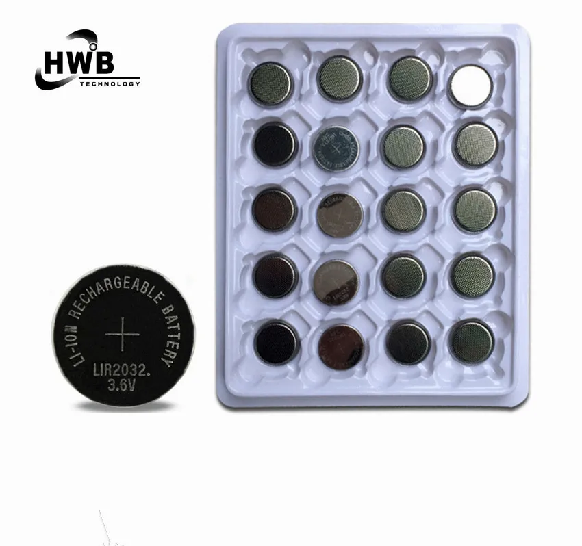 100x Lir2032 Rechargeable Lithium Liion Batteries 3.6v 40mah Button