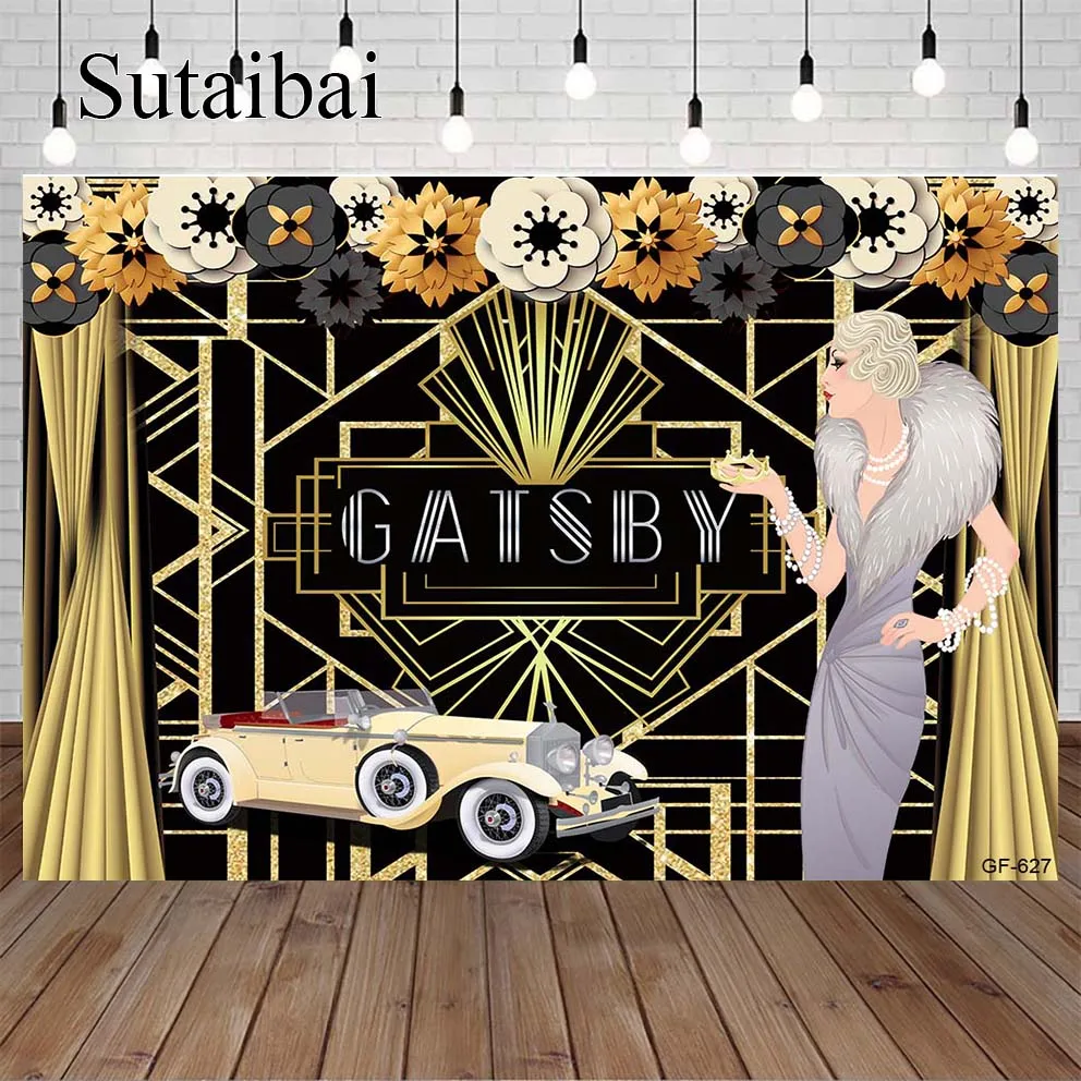 Funnytree Sweet 16 18th Birthday Background Photo Great Gatsby Decorations  Custom Black Backdrop Photography Photocall Party - AliExpress