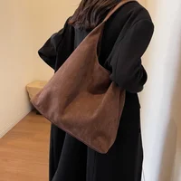 Sac à main Vintage en daim pour femmes, sac à bandoulière de grande capacité, couleur unie, Simple, décontracté, sac de banlieue rétro, automne et hiver 1