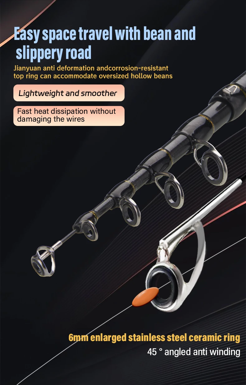 Description Picture 5 of itemTelescopic Lure Rod 1.8M 2.1M Carbon Spinning Rod Baitcasting Fishing Pole 6 Section Wooden Handle Casting Fishing Tackle