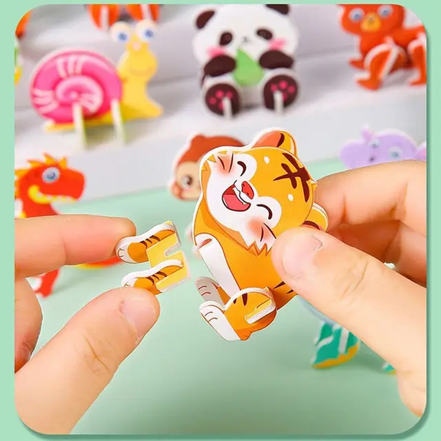 10pcs Gift Three-dimensional 3D Paper Puzzle Mini Panda Educational Toy Cartoon Animal DIY Puzzle Model Children's 4