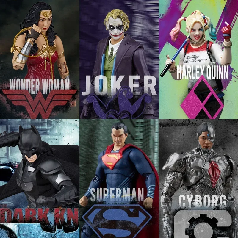 6Pcs Fondjoy Original Dc Movie Batman Joker Wonder Woman Superman Cyborg Harley Quinn 1/9 Action Figure Articolate Giocattoli Regalo