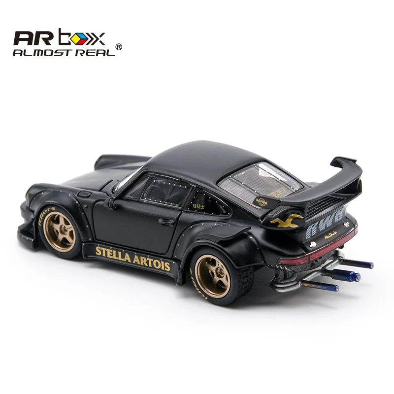 1:64 스케일 새롭고 거의 실제와 같은 AR 박스 RWB 930 스텔라 아르투아 블랙 합금 다이캐스팅 자동차 모형 수집용 차량 (성인 수집가용)