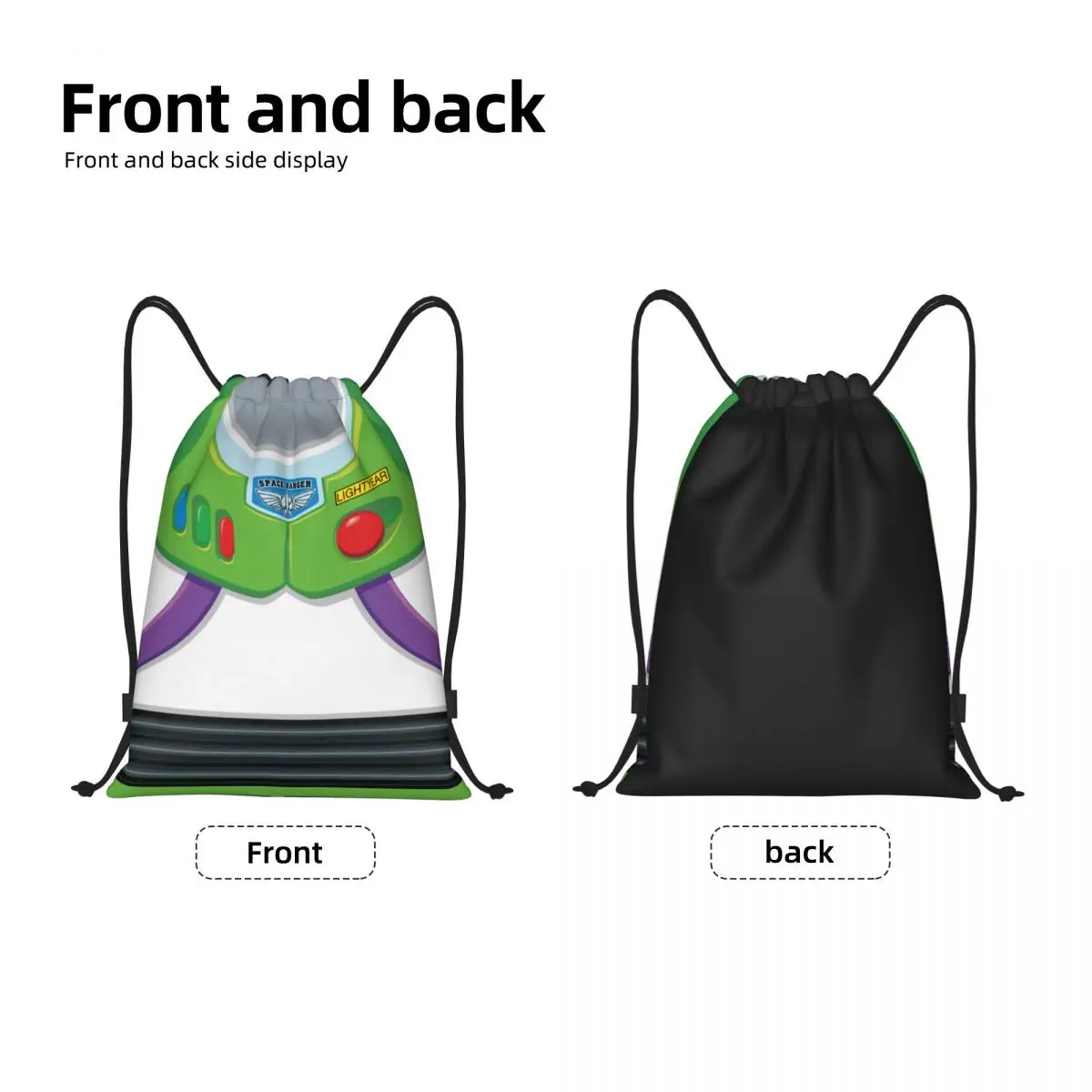 Custom Toy Story Buzz Lightyear Ranger Suit Drawstring Bags for Training Yoga Backpacks Men Women Sports Gym Sackpack 2