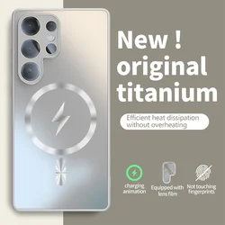 Frosted Magnetic Phone Case with Magsafe Glass Lens - Galaxy S23+ (Original Titanium)