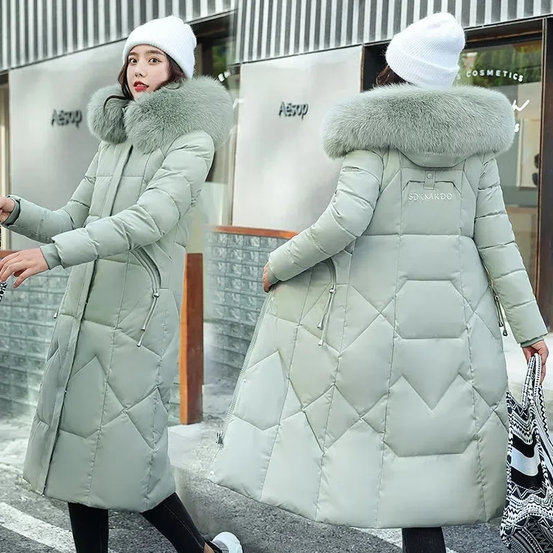 

2022 New Snow Wear Coat Parkas Winter Jacket Women Hooded Fur Collar Parka Thick Warm Female Jackets Student Coats Wamen Clothes