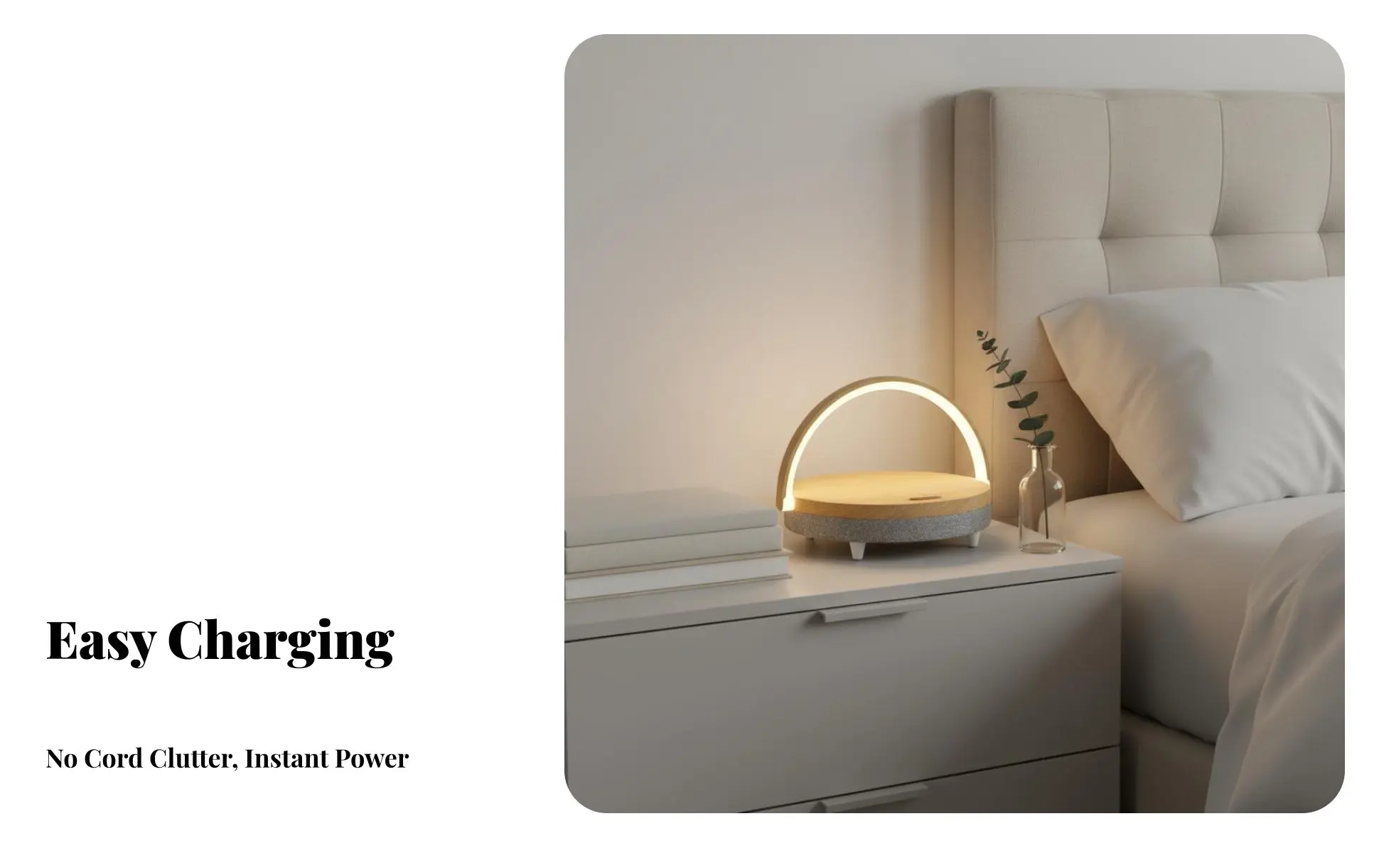 Nordic Minimalist Bedside Lamp with Charging, Night Light Speaker Table Lamp for Bedroom Ambience, Adjustable Brightness