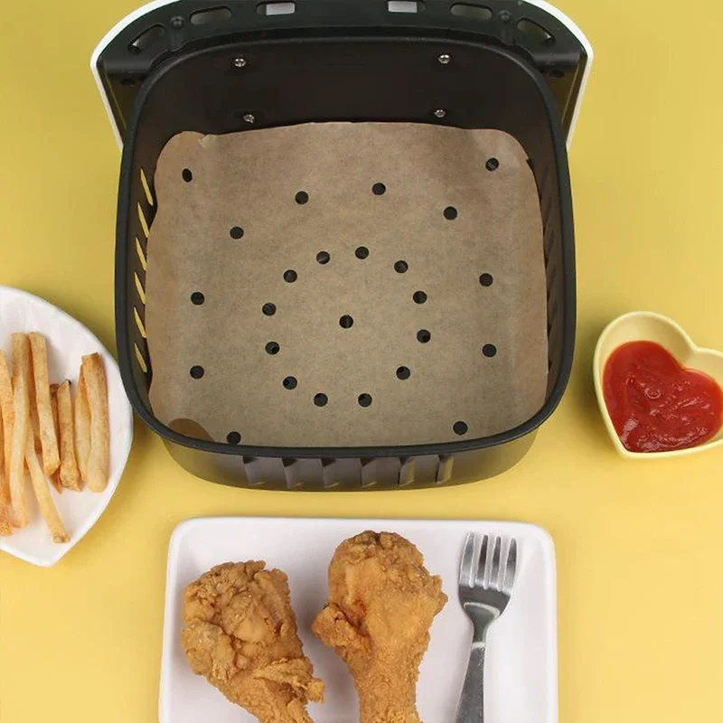 Air Fryer Paper-50Pcs Disposable Square Non-Stick Oven Oil-absorbing Baking Accessories