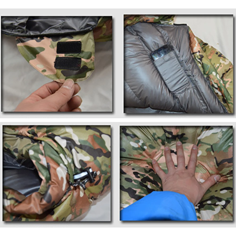 Sleeping Bag Survival Sleeping Bag Very Warm White Duck Down Filled Adult Mummy Style Sleeping Bag Fit for Winter Therma 3 Kinds of Thickness Travel Camping