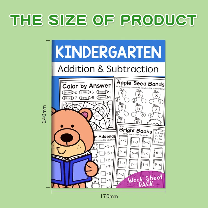 Fun Educational Activity Book Math Workbook Addition Subtraction Practice Book with Number Lines Counting & Coloring Activities