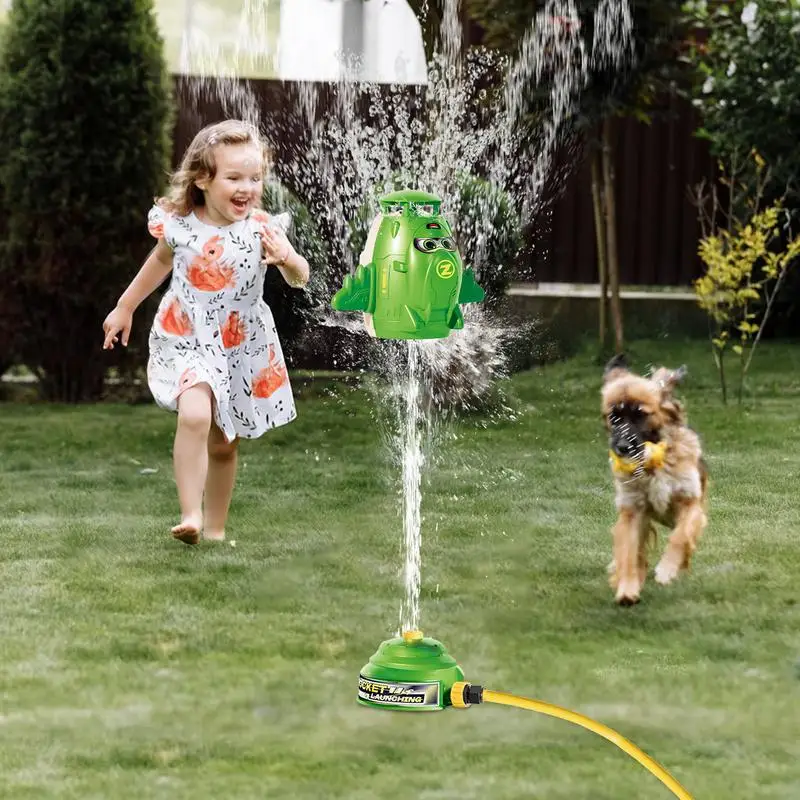 Rocket Sprinkler For Kids Cute Yard Outside 360 Rotating Rocket Shape Sprinklers Outdoor Kids Water Toys Games For Backyard Lawn