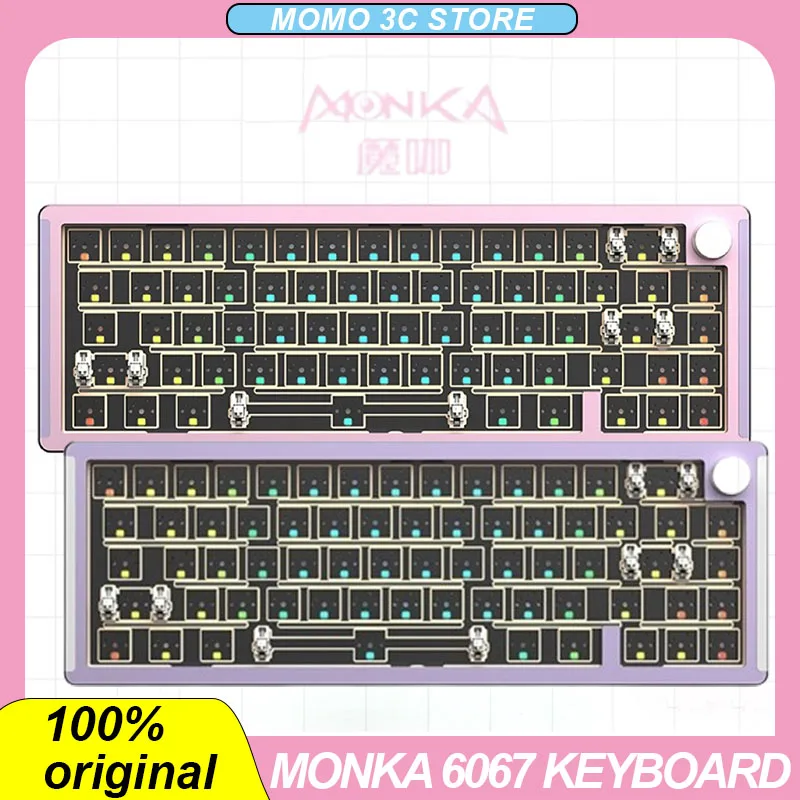 

Monka 6067 Mechanical Keyboard 66keys Wired Rgb Backlight Hot-Swap Gamer Kit CNC Customization E-Sports PC Gaming Desk Accessory