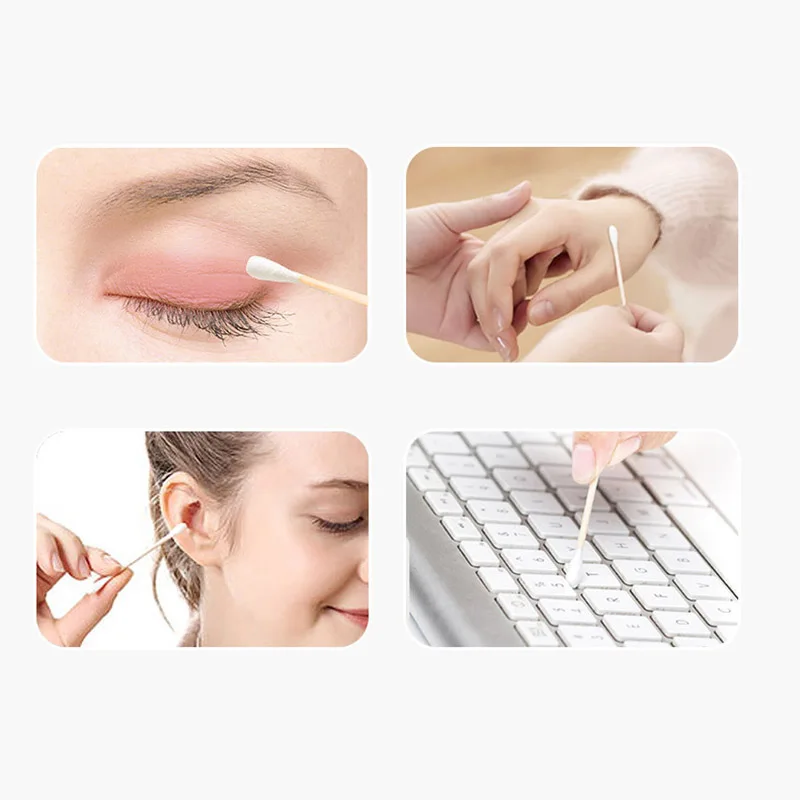 200pcs Double Head Cotton Swab Women Makeup Cotton Buds Tip For Wood Sticks Nose Ears Cleaning Health Care Tools 4