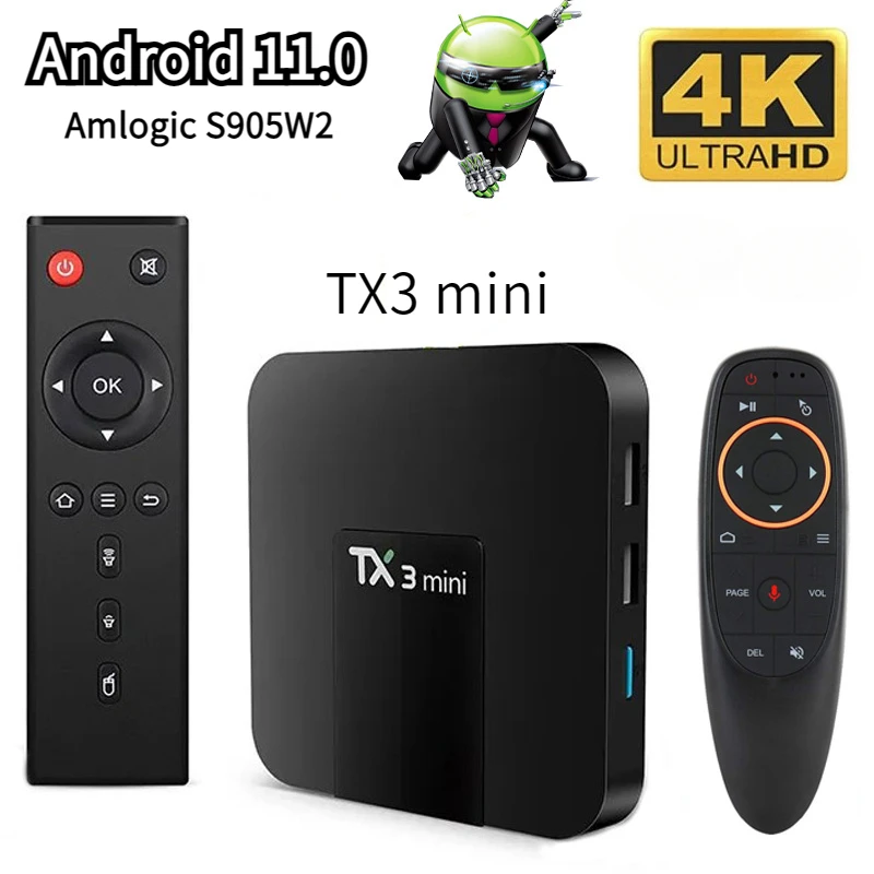 

Tx3 Мини ТВ-приставка android 11,0 UHD 4K Amlogic S905w 2 Гб 16 Гб 4G WIFi iptv медиаплеер H. 265 smart tv