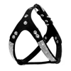 Soft Suede Dog Harness Bling Rhinestone Harness Diamond Leather Pet Harnesses for Small Medium Dogs Cats Red Pink Black 3