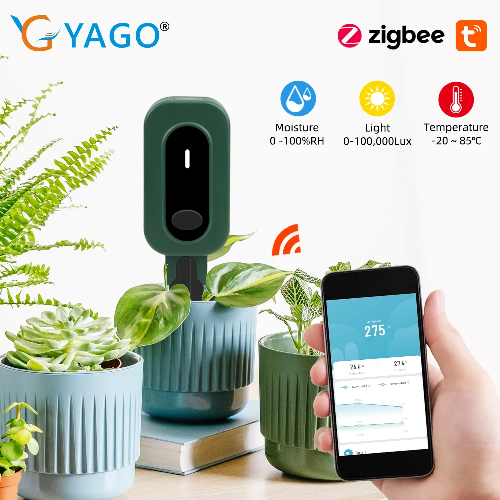 ZIGBEE-Moniteur De Plantes D'Extérieur, Capteur De Température Du Sol, Testeur D'Humidité, Jardin, Tournesol, Détecteur D'Irrigation TUYA
