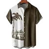 Summer Fashion Men's Short Sleeve Casual Shirt Hawaiian Vacation Coconut Tree Printed Top Seaside Party Wear Men's Oversized Top 6