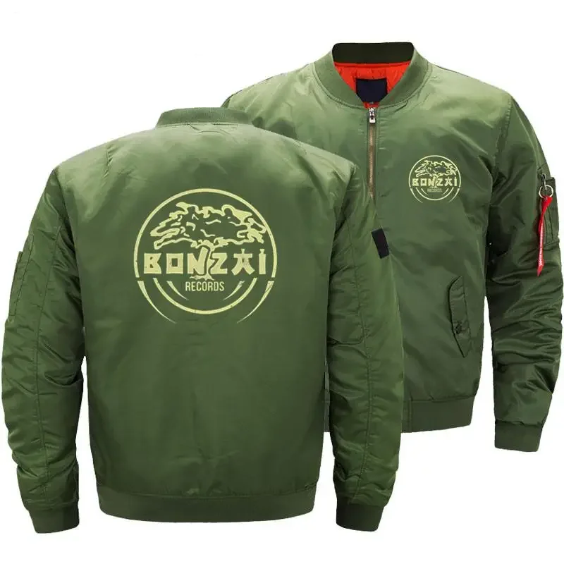 Bonzai Records Men Bomber Jackets Thick Pilot Hardcore Graphic Outerwear Fashion Clothing 4