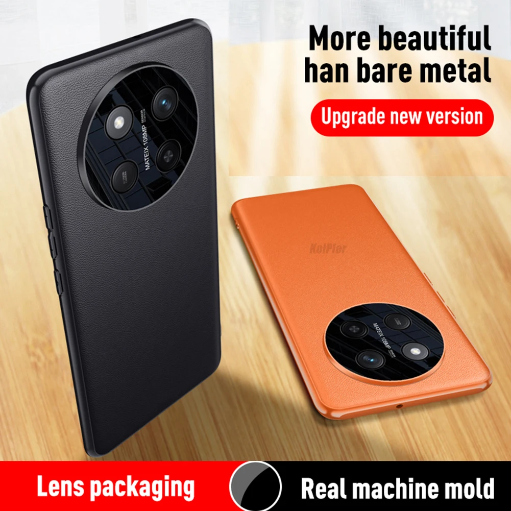 Premium PU Leather Shockproof Phone Case - Durable Hard PC Bumper Back Cover