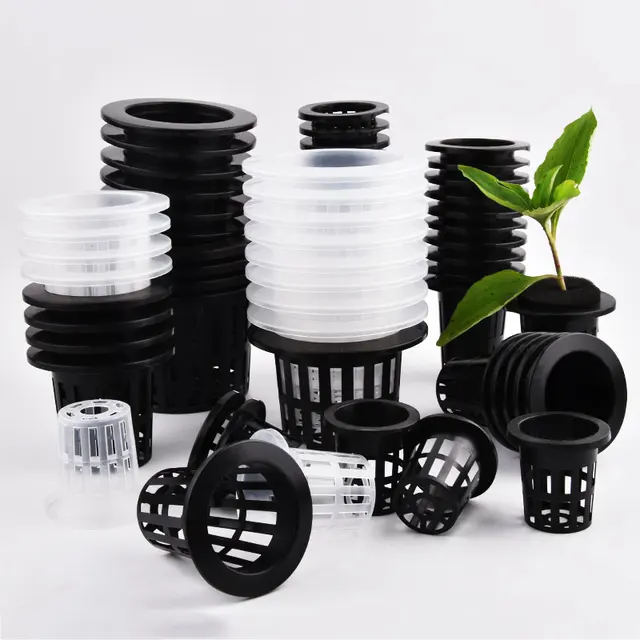 50Pcs Black White Soilless Mesh Plant Grow Pot， Net Basket Holder Vegetable Nursery Cup tray Sponge Hydroponic Colonization Pots 3