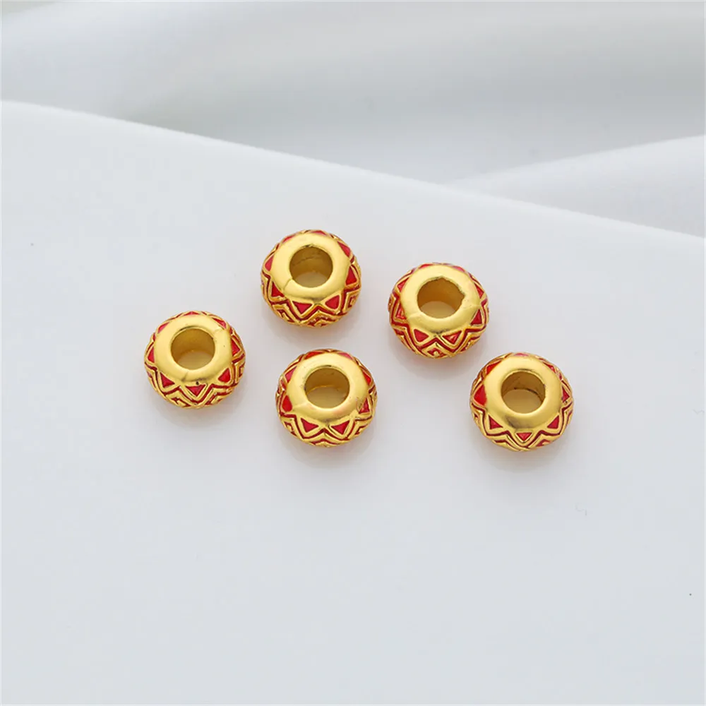 

18K gold coated dumb gold oil dripping large hole wheel bead 11mm spacer diy bracelet necklace with loose beads