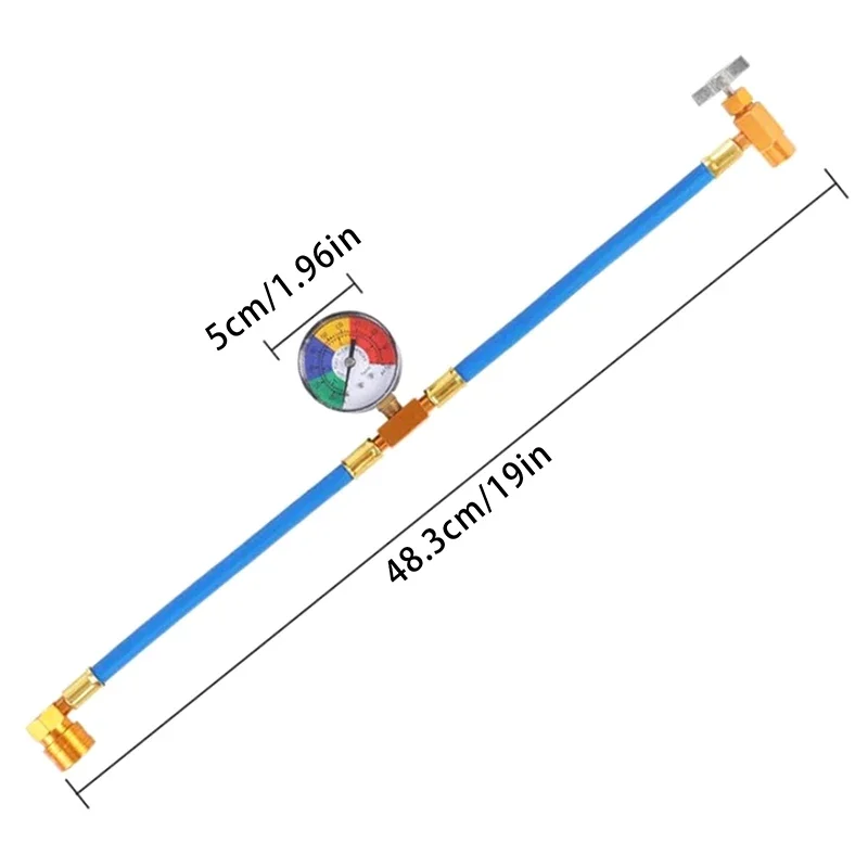 Tubo di ricarica per gas refrigerante per auto da 15,7 "R134A A/C con manometri Tubo di riempimento in gomma per refrigerazione per condizionatore d'aria per auto - Image 5