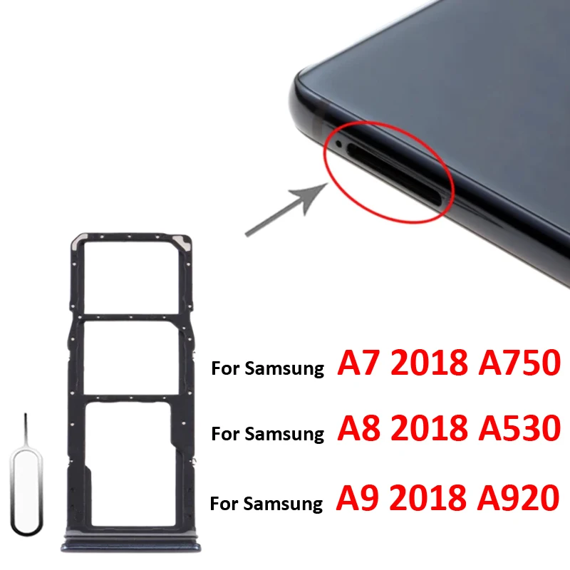 Per Samsung Galaxy A7 A8 A9 2018 A750 A530 A730 A920 Telefono Originale Sim Chip Card Vassoio Micro Sd Slot Holder Cassetto