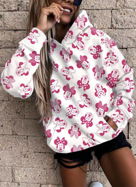 Sudadera con capucha de Disney para mujer, sudadera informal con estampado  de Mickey, manga larga con bolsillo, tendencia urbana, Otoño e Invierno -  AliExpress