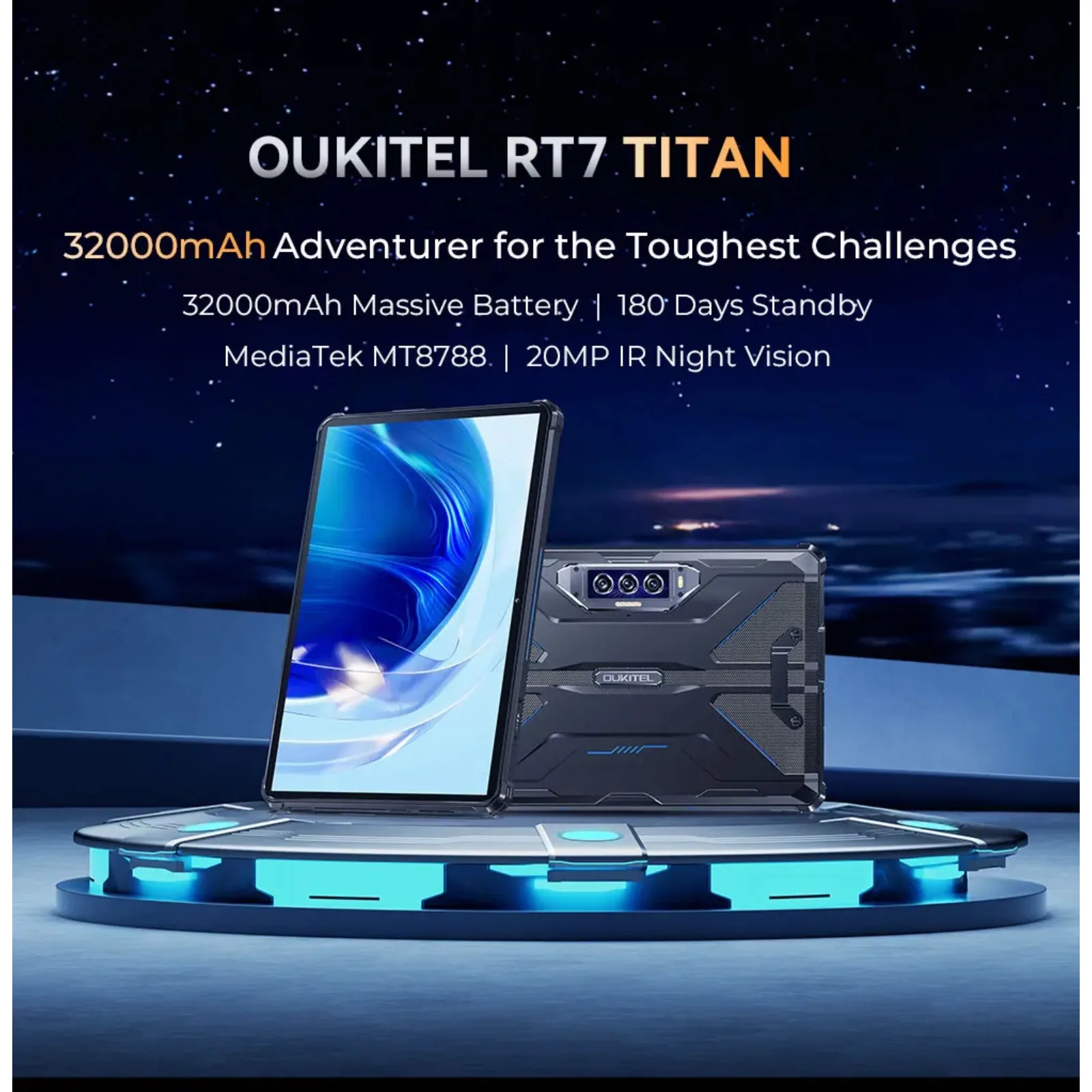 Oukitel RT7 TITAN 4G Rugged Tablet 10.1" FHD+ 32000mAh 8GB+256GB Android 13 IP68/IP69K 48MP+20MP Night Vision Tablet Tablets PC