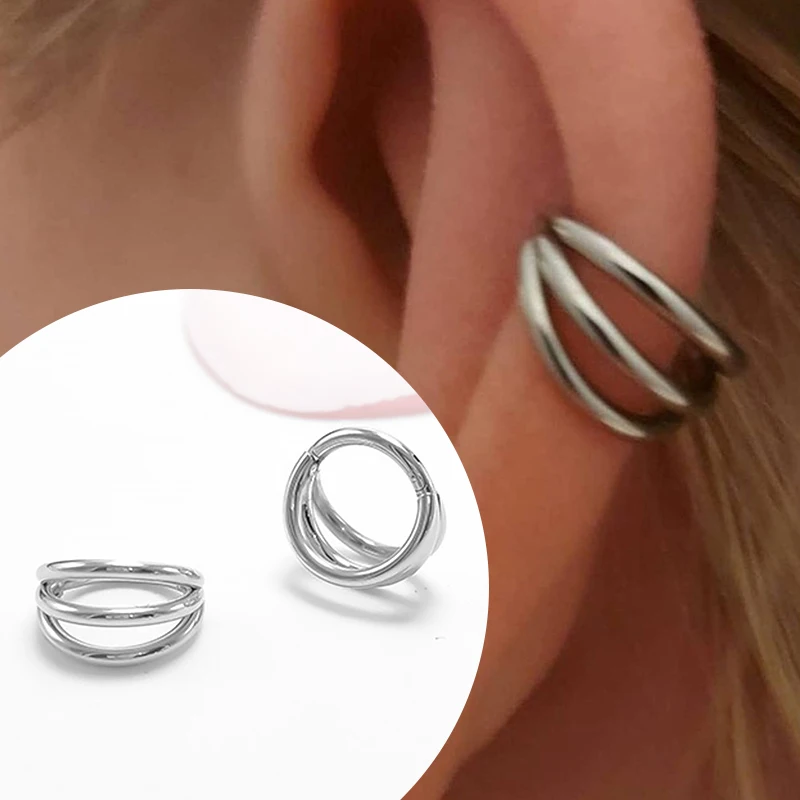 Piercing Jewelry 316L Surgical Steel Segment Tragus Helix Cartilage Earring Nose Ring Septum Clicker Conch Three Layers Nostril Piercing Jewelry nose rings piercing jewelry body piercing earrings ear piercing jewelry body piercing jewelry body jewelry metal jewelry
