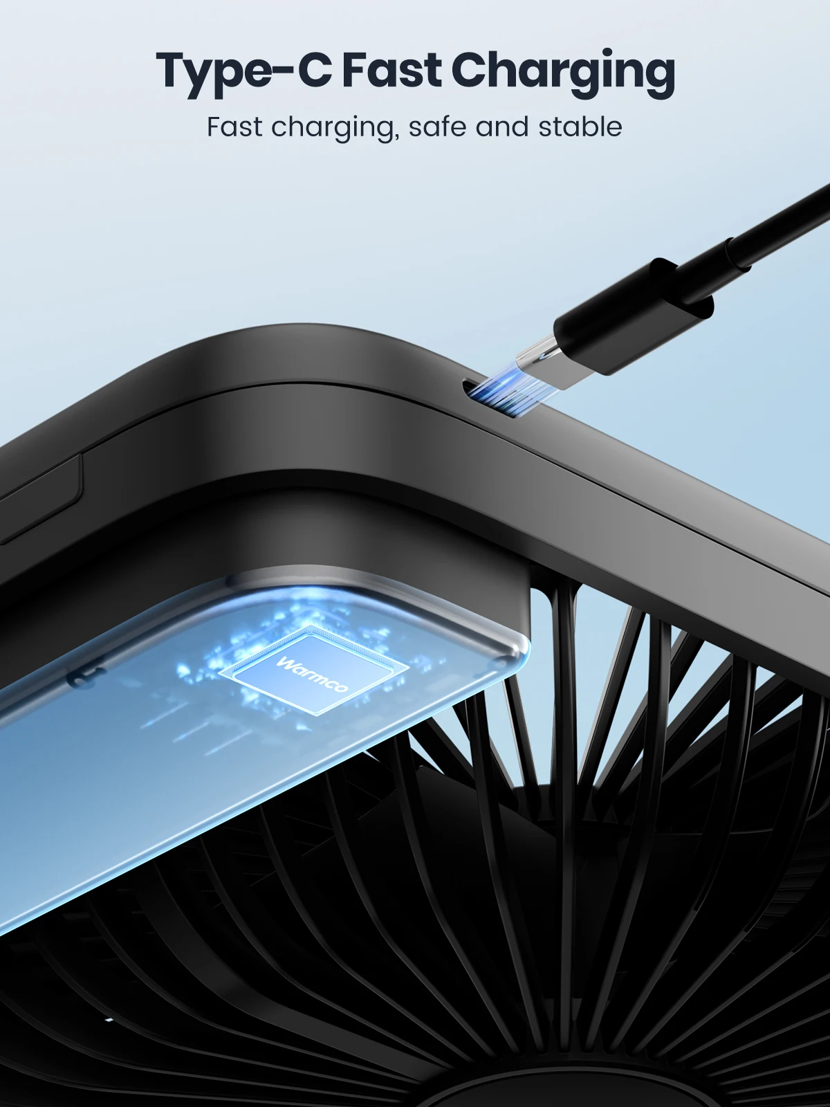 D3 Portable Fan 10000mAh Rechargeable Battery USB Desk Fan 4 Speed Quiet Small P