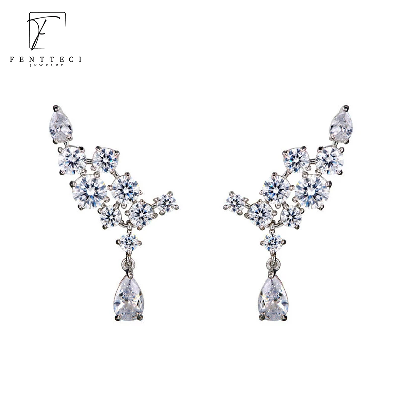 FENTTECI 925 Sterling Silver Super Flash Temperament Angel Wings Earrings Love Wings Ten Diamond Earrings All-match Earrings 20551 super wings трансформация юмбот джетт